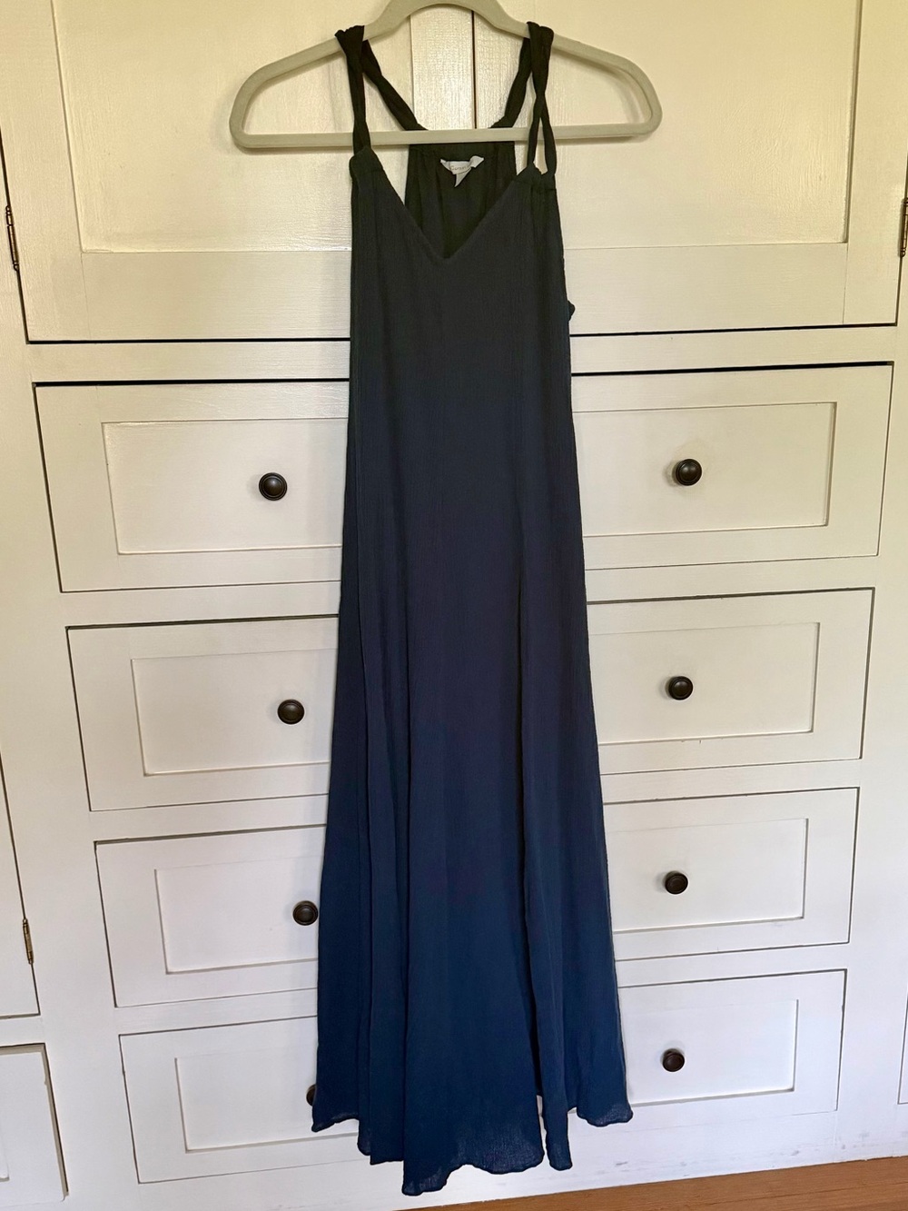 Garnet Hill Navy V-Neck Maxi Sundress